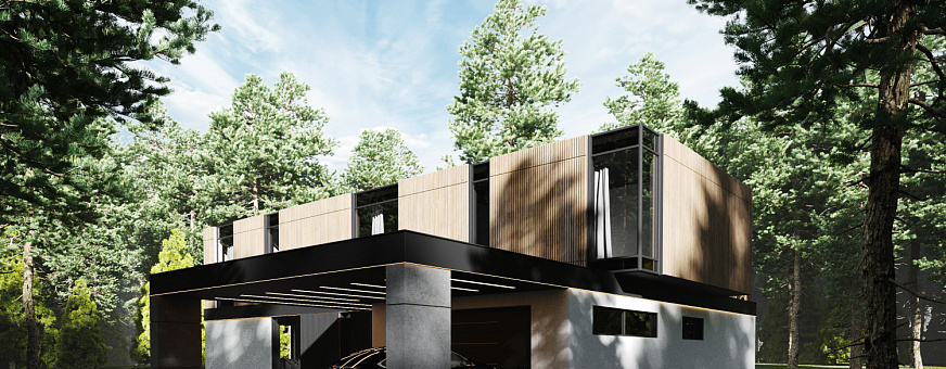 Началось строительство дома в стиле хай-тек по проекту HT-418-1