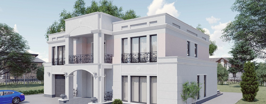 Начато строительство двухэтажного коттеджа с гаражом